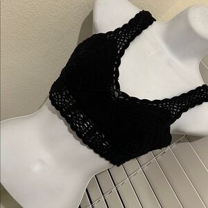 bebe Black Crochet Crop Top